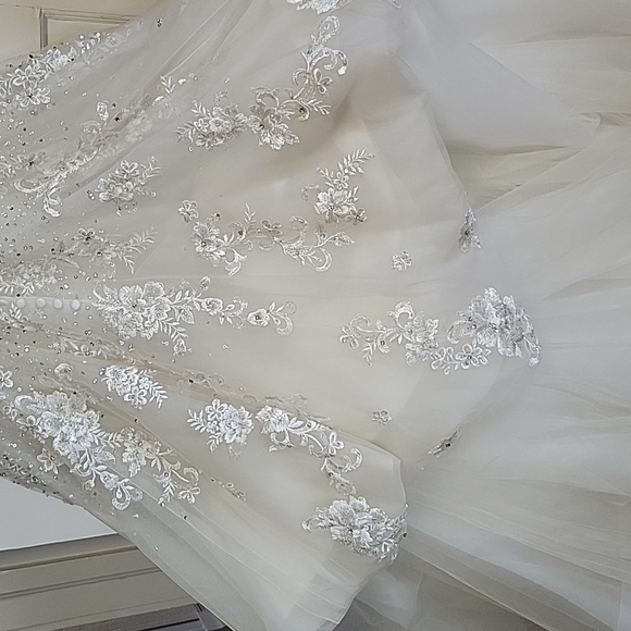 Diamond studed sequin, floral Wedding dress from MB Bride Greensburgh PA - Picture 6 of 14